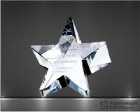 2 1/8 x 4 x 4 Inch Slant Star Optic Crystal Paperweight