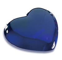 3 x 3 x 1 Inch Blue Heart Molten Glass Paperweight