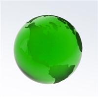 3 Inch Green World Globe Optic Crystal Paperweight