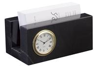 2 1/4 x 4 1/4 x 2 1/2 Inch Jet Black Business Card Mini Clock Paperweight