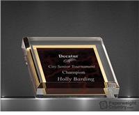 PC - 3 3/4 x 3 3/4 Inch Red Marbleized Acrylic Paperweight