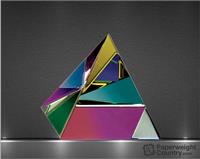 2 5/8 x 2 3/8 x 2 3/8 Inch Color Optic Crystal Pyramid Paperweight
