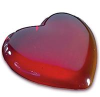 3 x 3 x 1 Inch Red Heart Molten Glass Paperweight