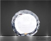 5 5/8 x 5 7/8 x 1 9/16 Inch Optic Crystal Gem-Cut Circle Paperweight