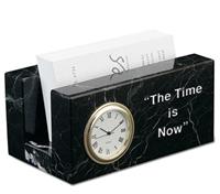 2 1/4 x 4 1/4 x 2 1/2 Inch Black Zebra Business Card Mini Clock Paperweight