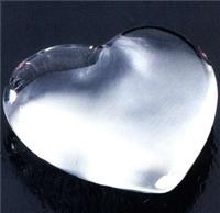 3 x 3 x 1 Inch Clear Heart  Molten Glass Paperweight