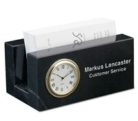2 1/4 x 4 1/4 x 2 1/2 Inch Jet Black Business Card Mini Clock Paperweight