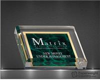 PC - 3 3/4 x 3 3/4 Inch Green Marbleized Acrylic Paperweight