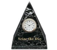 4 3/4 x 3 1/2 x 3 1/2 Inch Black Zebra Pyramid Clock Paperweight