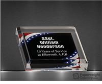 PC - 3 3/4 x 3 3/4 Inch Stars & Stripes Marbleized Acrylic Paperweight