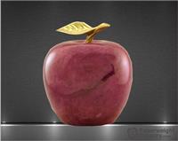 3 1/4 x 3 x 3 Inch Red Apple with Gold Leaf Paperweight