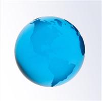 3 Inch Blue World Globe Optic Crystal Paperweight