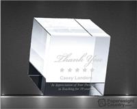 2 3/8 x 2 3/8 x 2 3/8 Inch Straight Cube Optic Crystal Paperweight