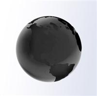 3 Inch Black World Globe Optic Crystal Paperweight