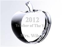 3 1/4 x 3 1/8 x 1 3/8 Inch Teacher's Pet Optic Crystal Apple 